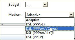 Opciones de la conexión DSL
